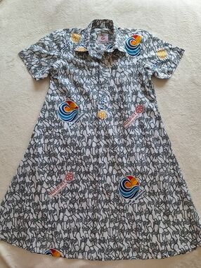 Culture Lyn Rotary International African Print Shirt Dress COTTON S/M Rare